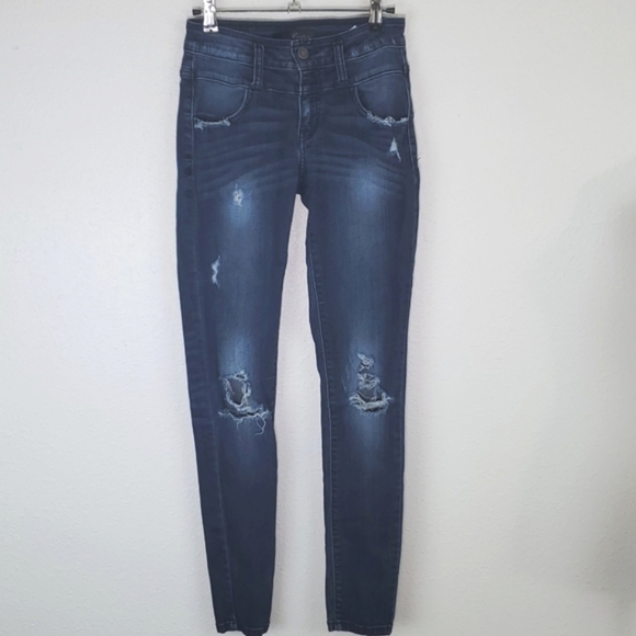 KanCan Destroyed Skinny Jeans/Jeggings, style KC8253D, size 24 - Picture 1 of 7